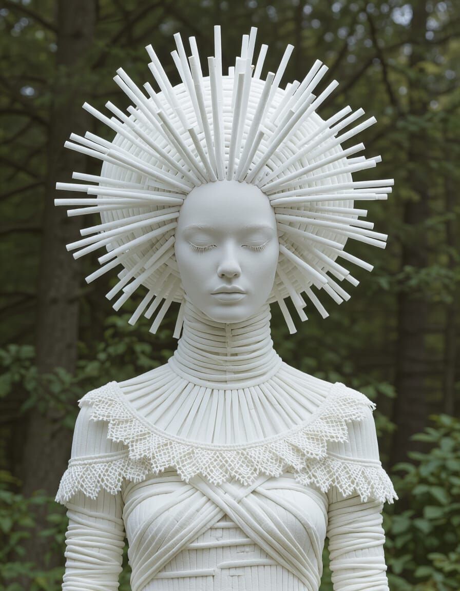 Mirrors on Nature Mock Her Embodied Ivory-White Hair