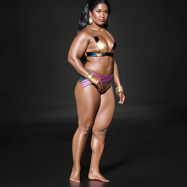 Female Bodybuilder Flexing On Stage in 3D Raytracing