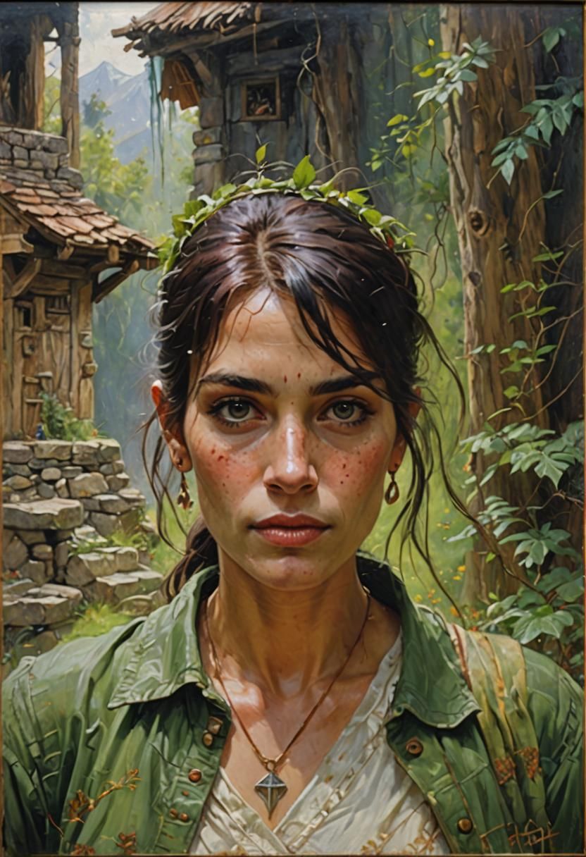 Elegant Elf Woman in Oil Painting Style