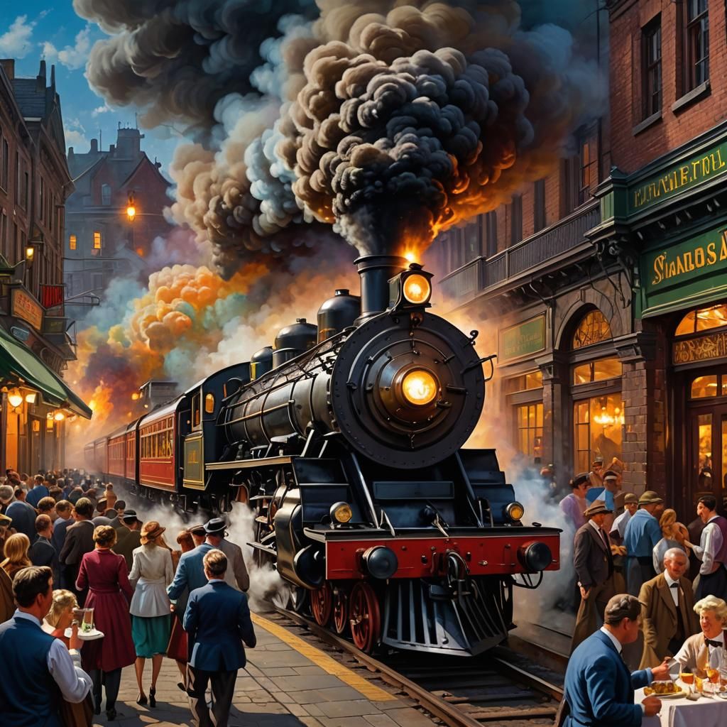 Victorian Steam Train Bursts Through Restaurant Wall