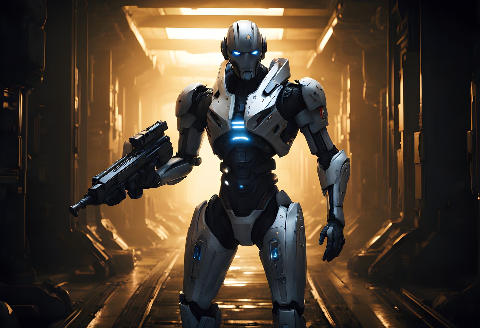 Android in High-Tech Science Fiction Environment