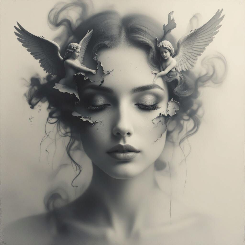 A fading memory depicted as fragments of angels.