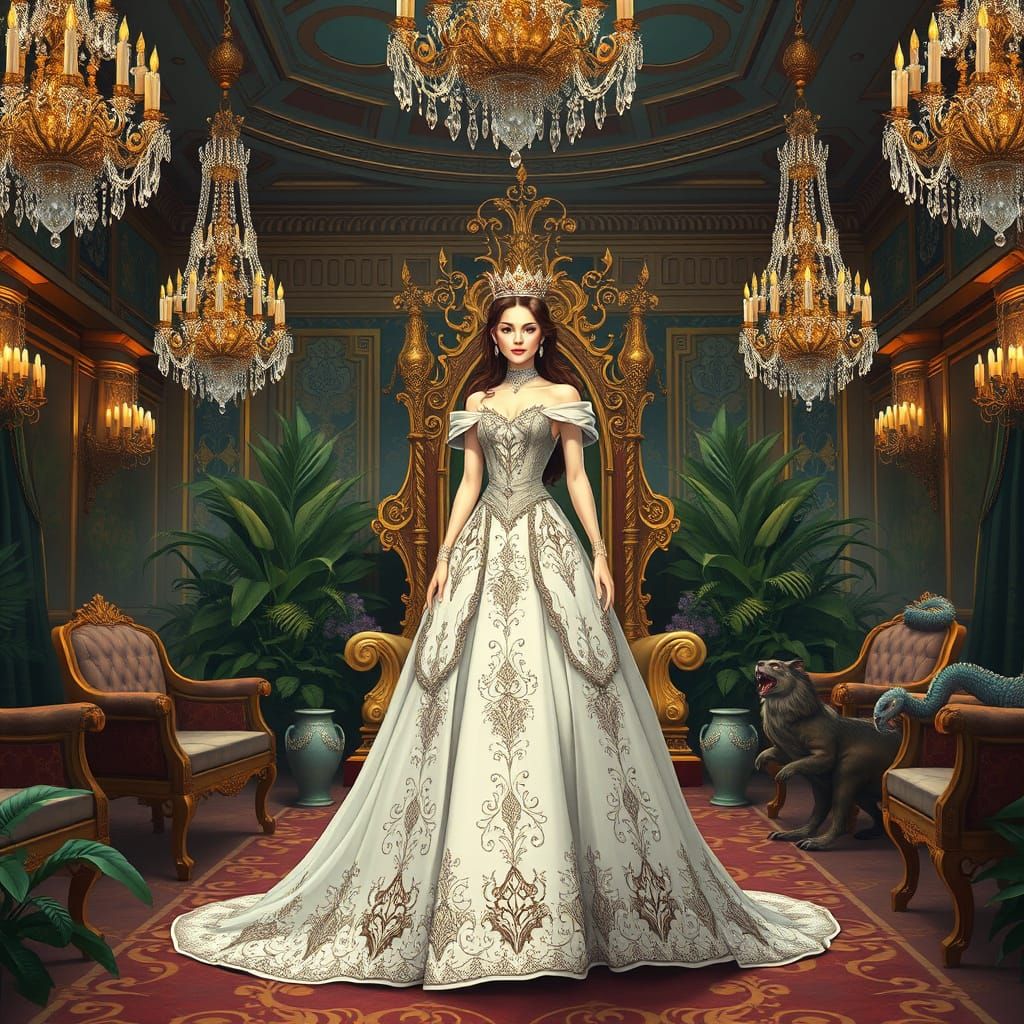 Regal Princess in an Opulent Ballroom