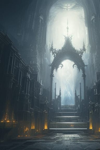 Granite Doorway with Runes: Dark Fantasy Concept Art