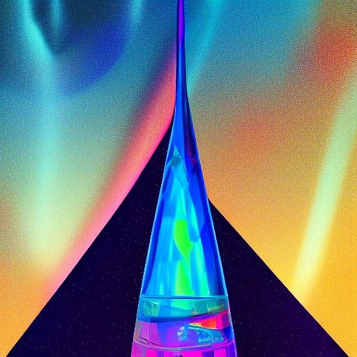 Holographic Glass Spire: Cosmic Astral Illustration