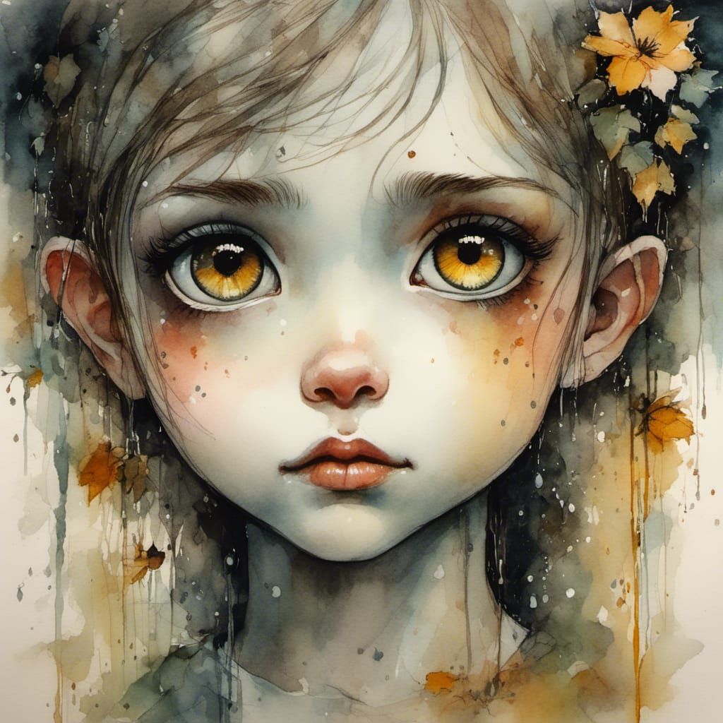 Sparkling Hazel Eyes Among Wildflowers