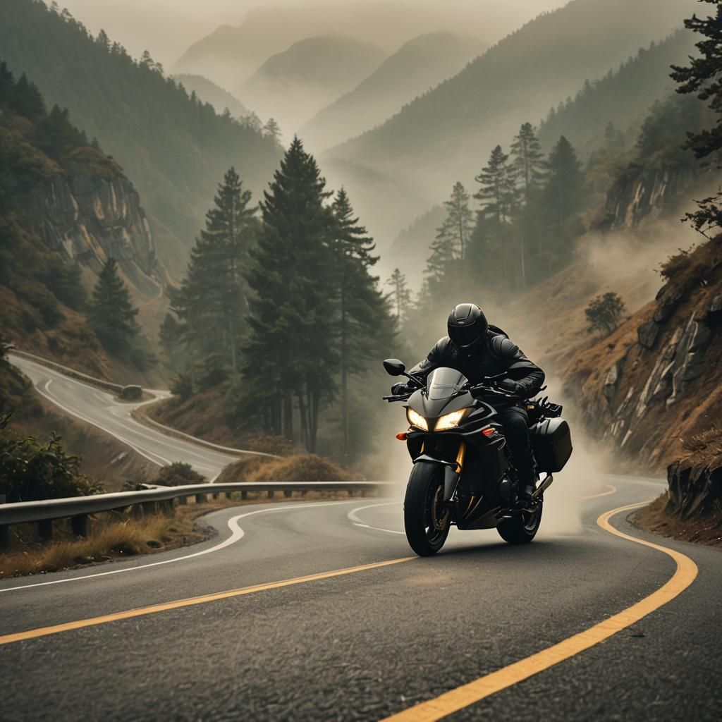 Sleek Honda CBR 1000 on Misty Mountain Road
