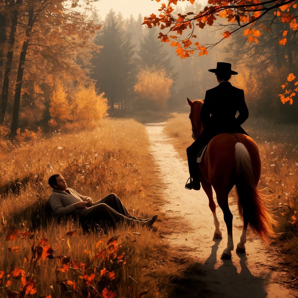 Peasant Observed by Mounted Figure in Saryan & Matisse Style