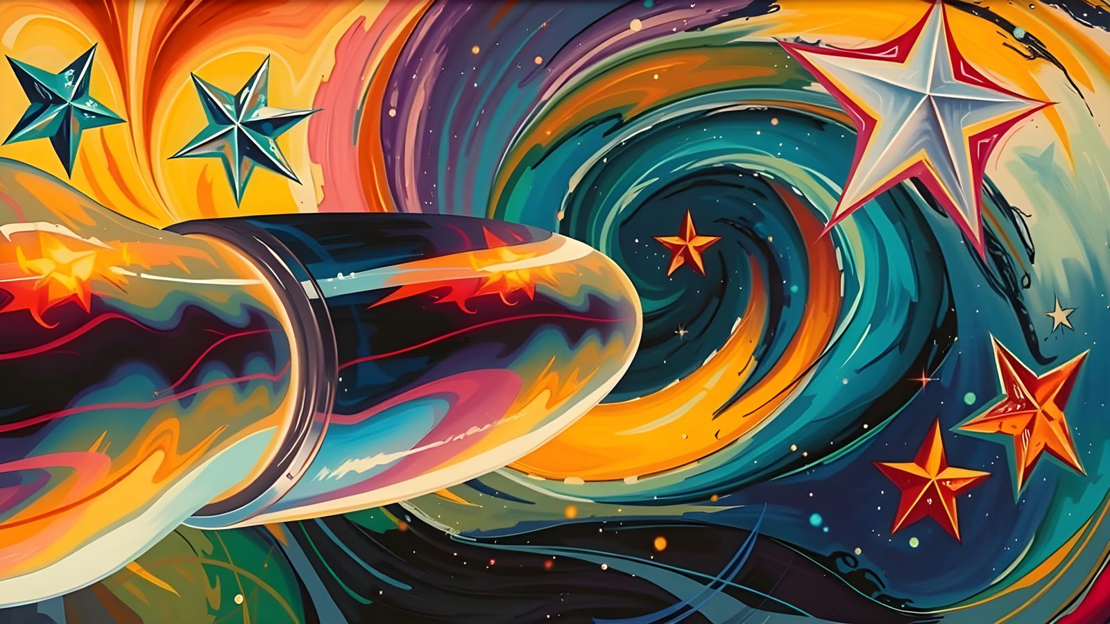 Surreal Cosmic Vortex in Vibrant Oil Painting Style