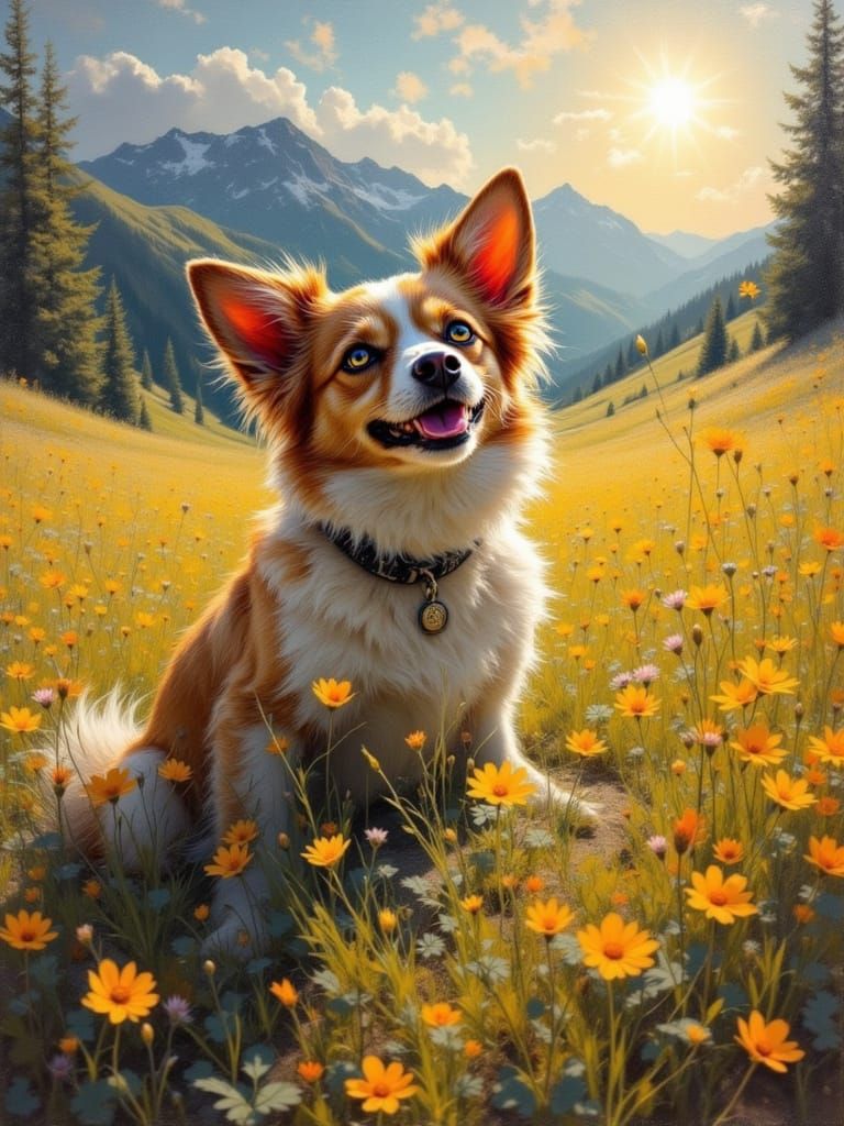 Encrustique Corgi Bathed in Sunlight