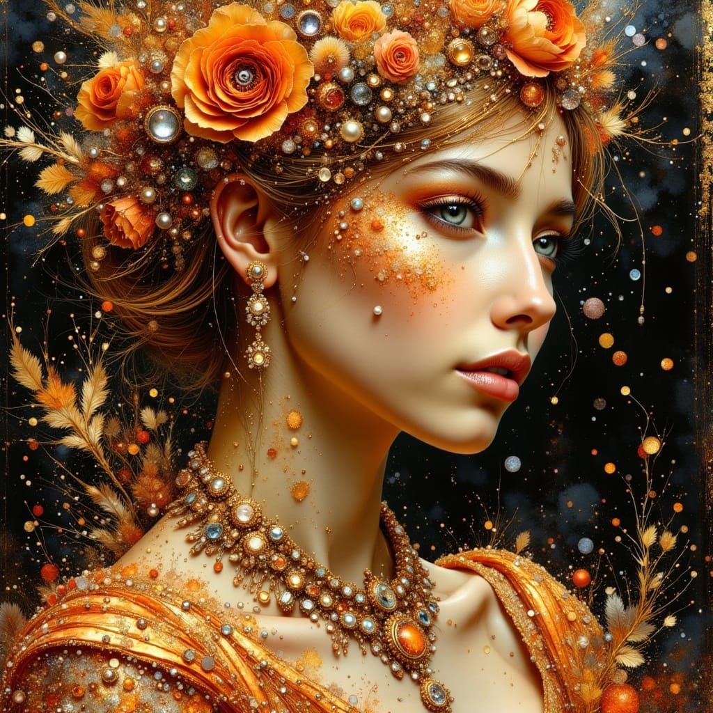 Elegant Apricot Goddess in Golden Hues