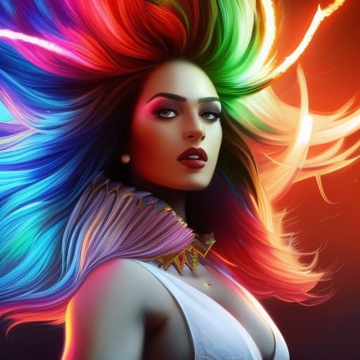 Rainbow Flame Flowers: Hyperdetailed Concept Art