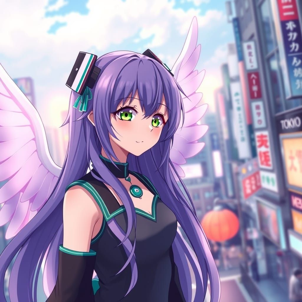 Anime Angel Meets Hatsune Miku in Tokyo