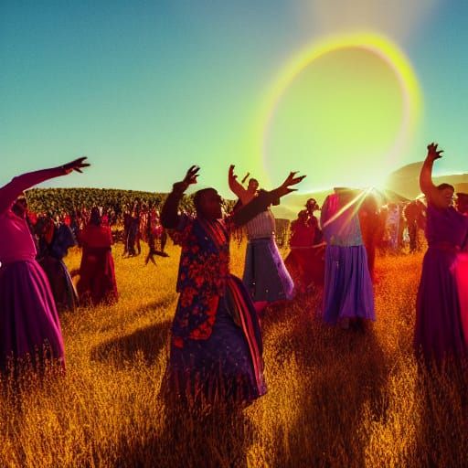 Hopeful Gathering in a Radiant Landscape