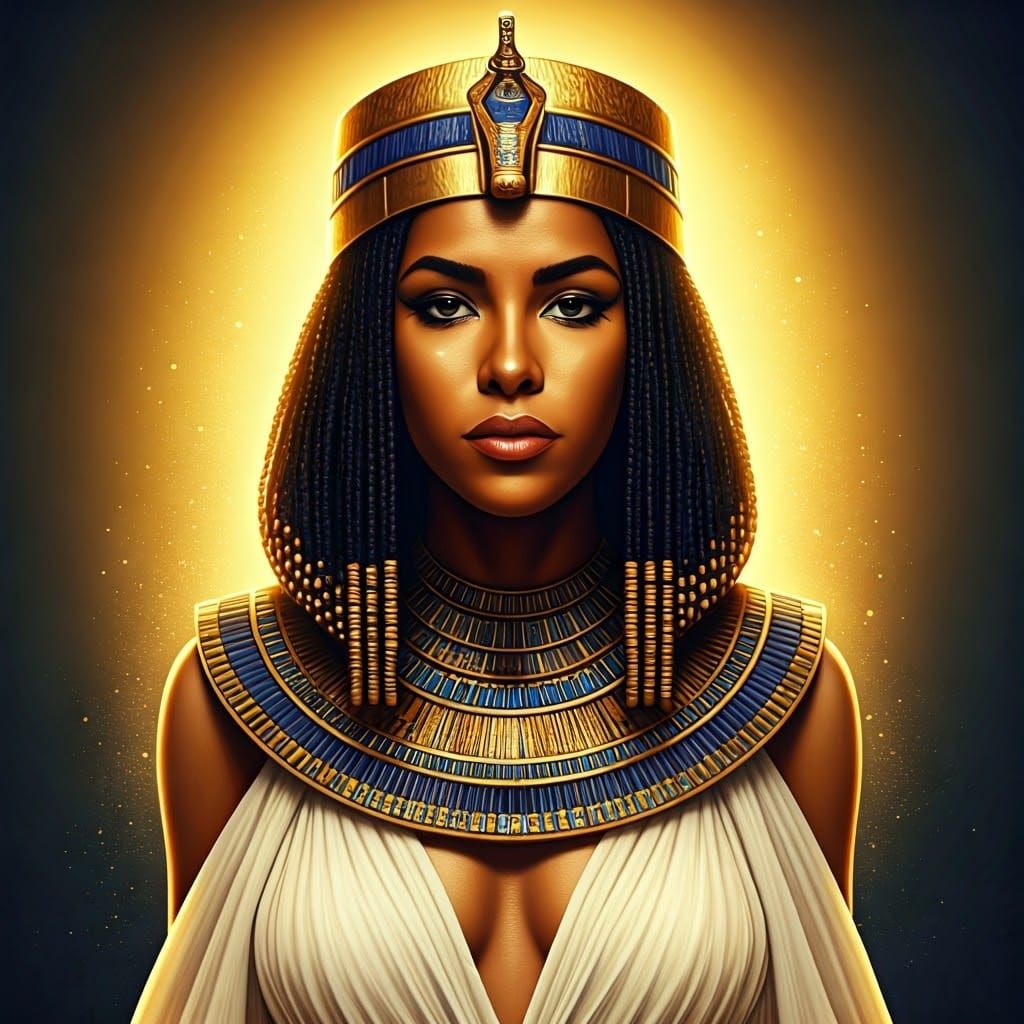 Aaliyah as Ancient Egyptian Queen in Golden Headdress