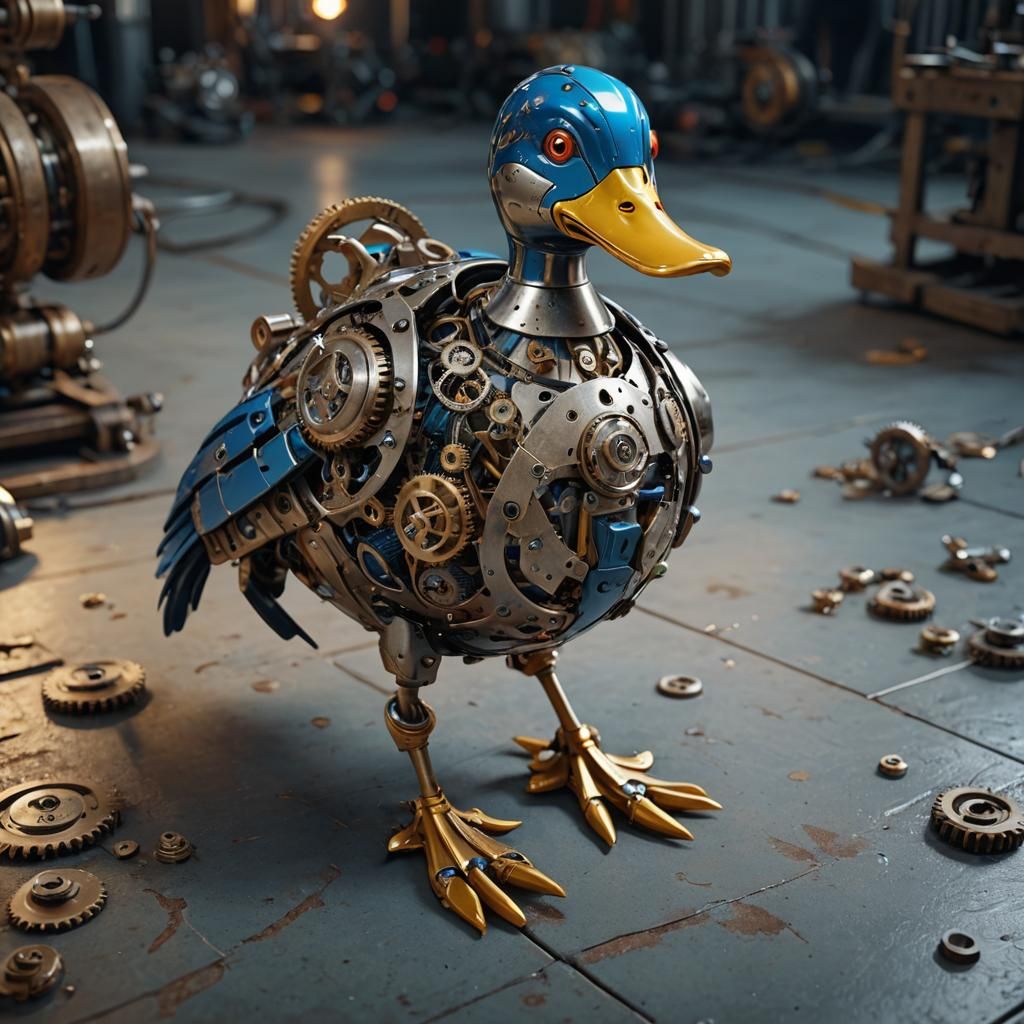 Clockwork Duck with Intricate Mechanical Details