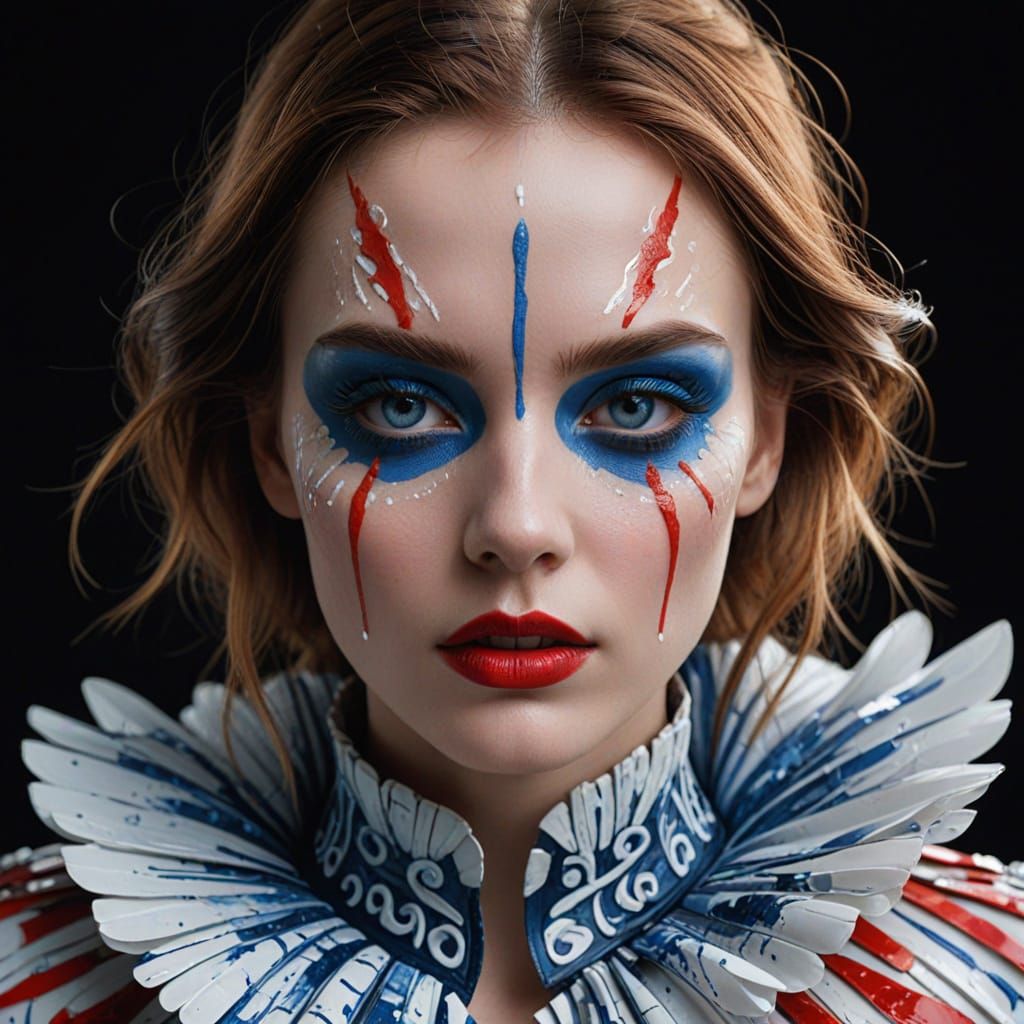 Elegant Digital Portrait with Intense Blue Eyes