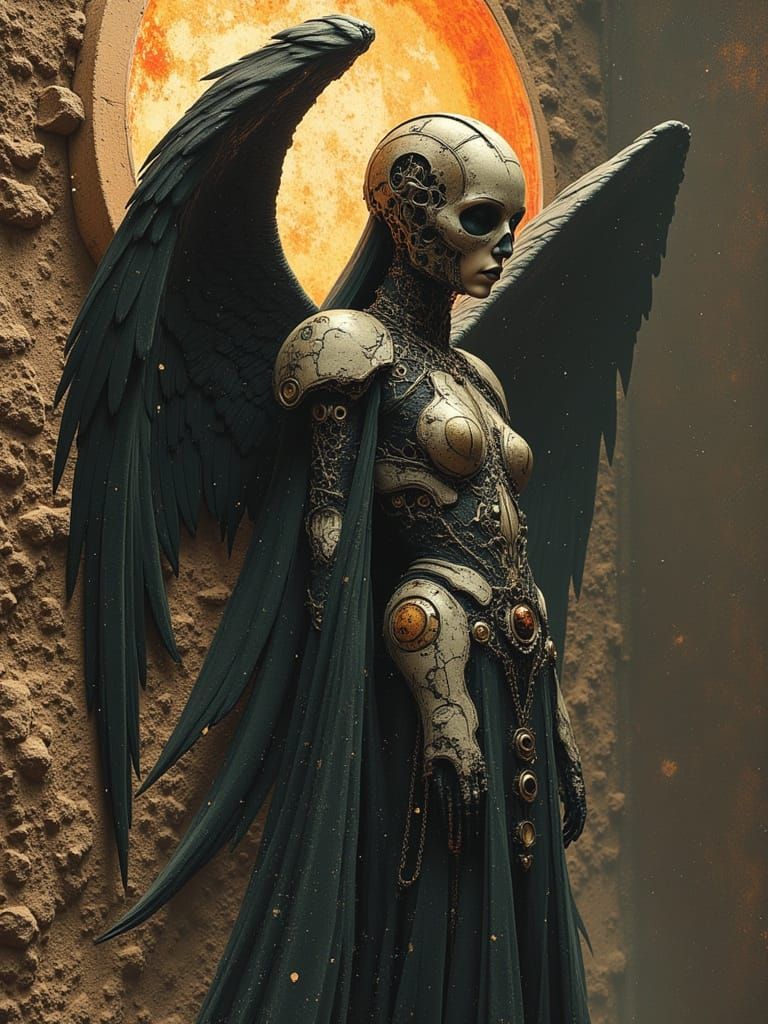 Glowing Angel of Retro-Futuristic Apocalypse