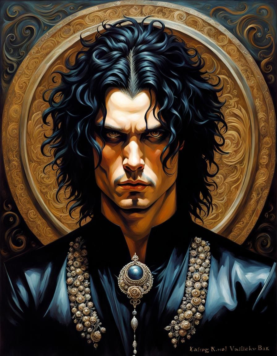 Melancholic Gothic Man with Intense Eyes in Impasto Style