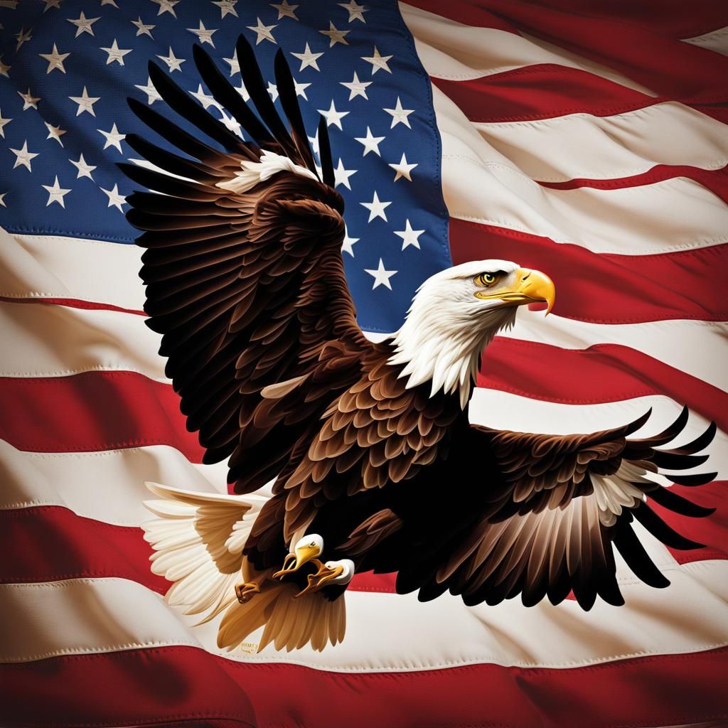 American Flag and Eagle with Bible Scripture