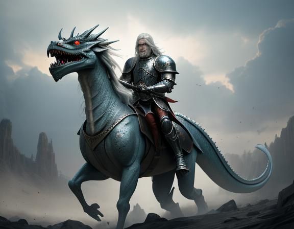 Medieval Knight RIDING a DRAGON