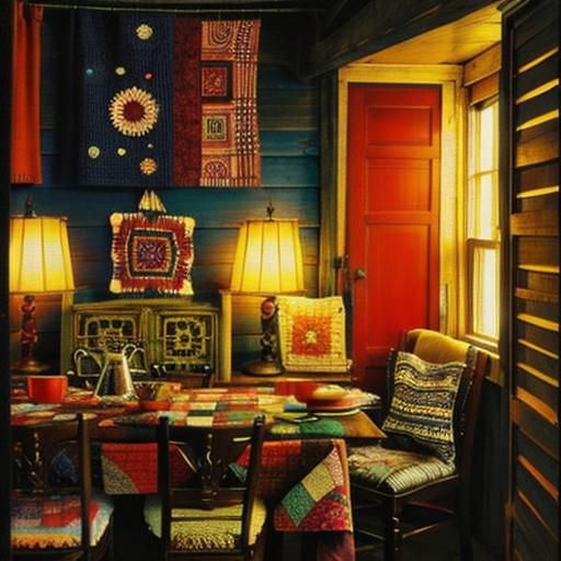 Psychedelic Patchwork Quilts in Surreal Style