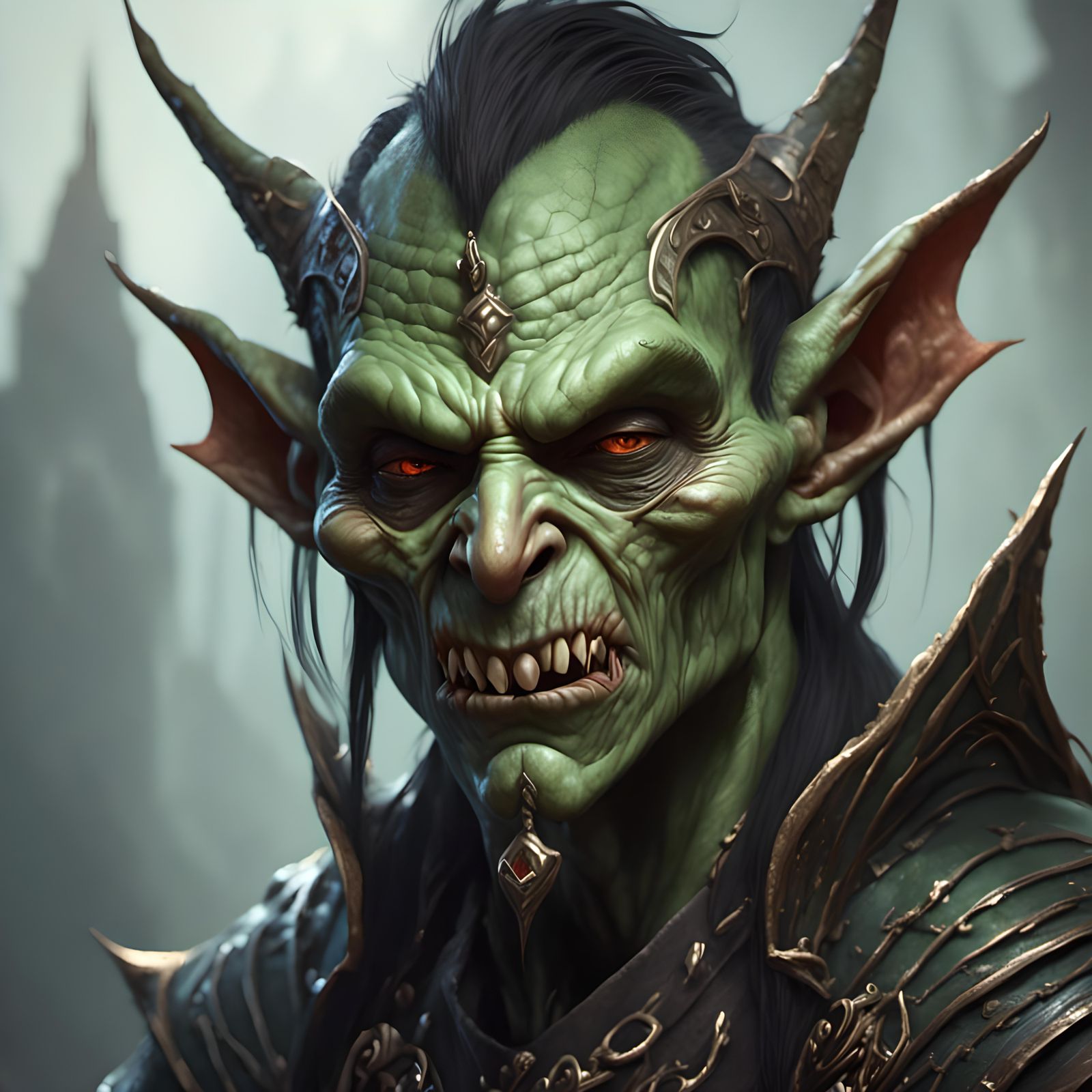 Evil Elven Goblin Villain Portrait