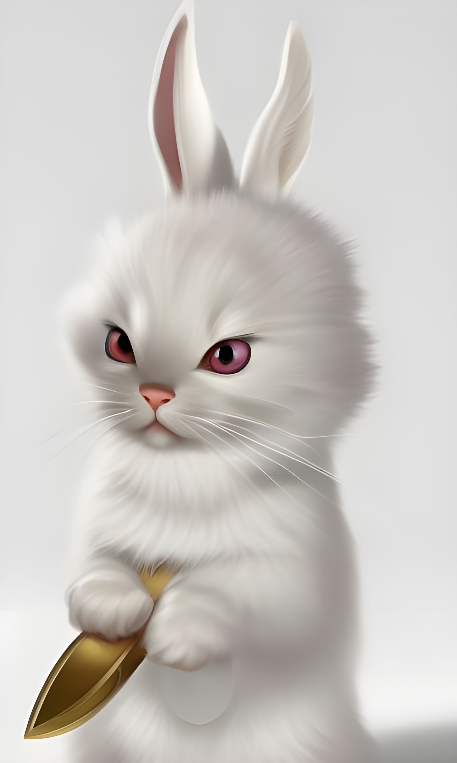 Adorable Rabbit with Knife, Hyperdetailed Digital Art