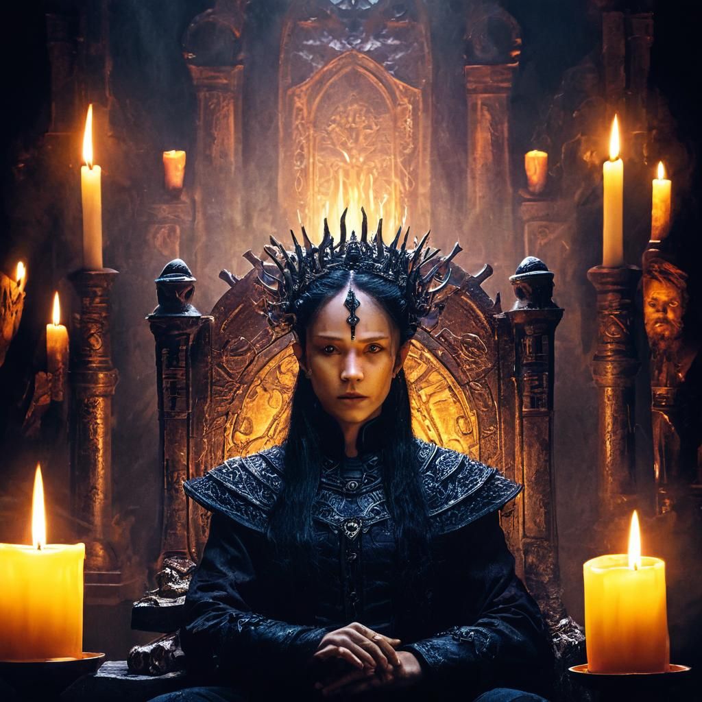Dark Fantasy Throne Room in Gothic Style