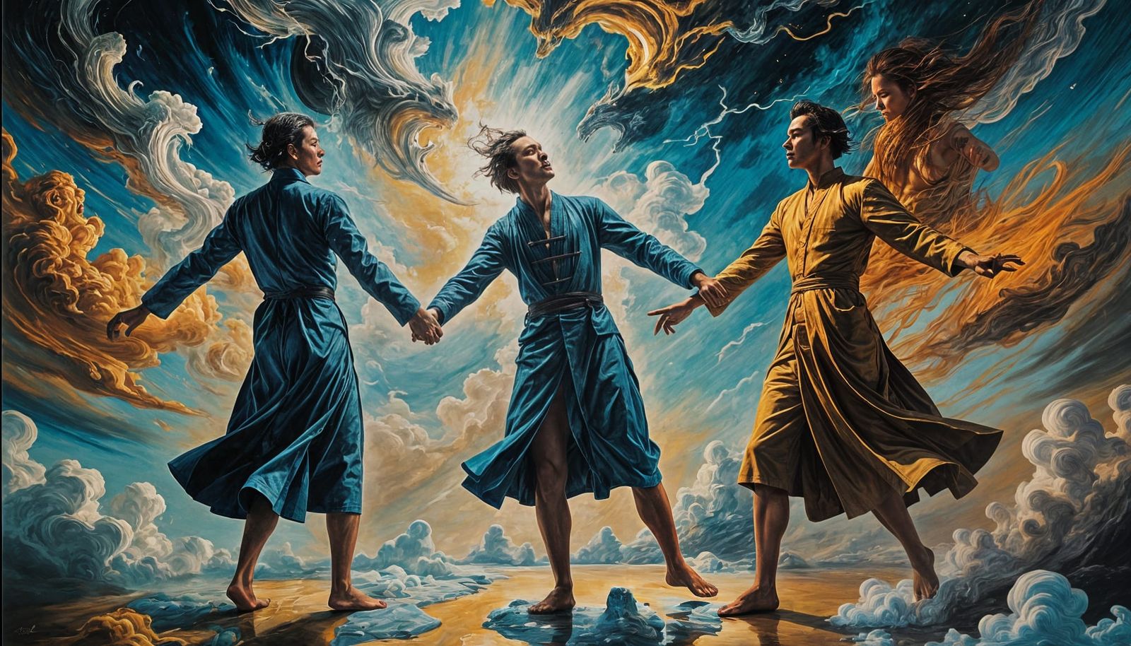 Ethereal Yin and Yang Clash in Cosmic Ballet