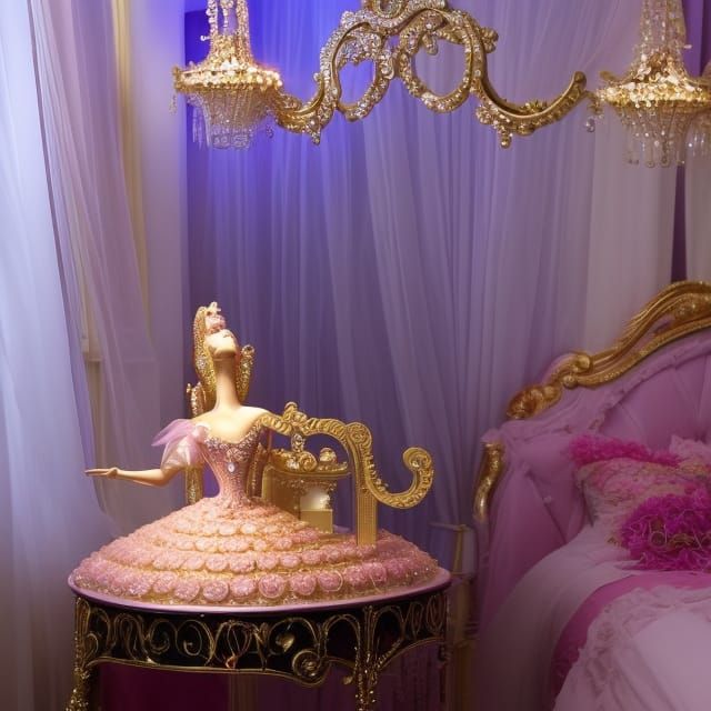 Princess Bedroom Ballerina Music Box in Art Nouveau Style