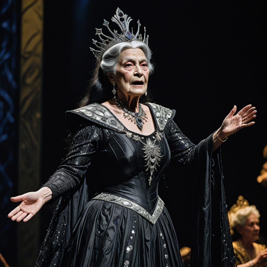 Elderly Drag Queen as Queen of the Night