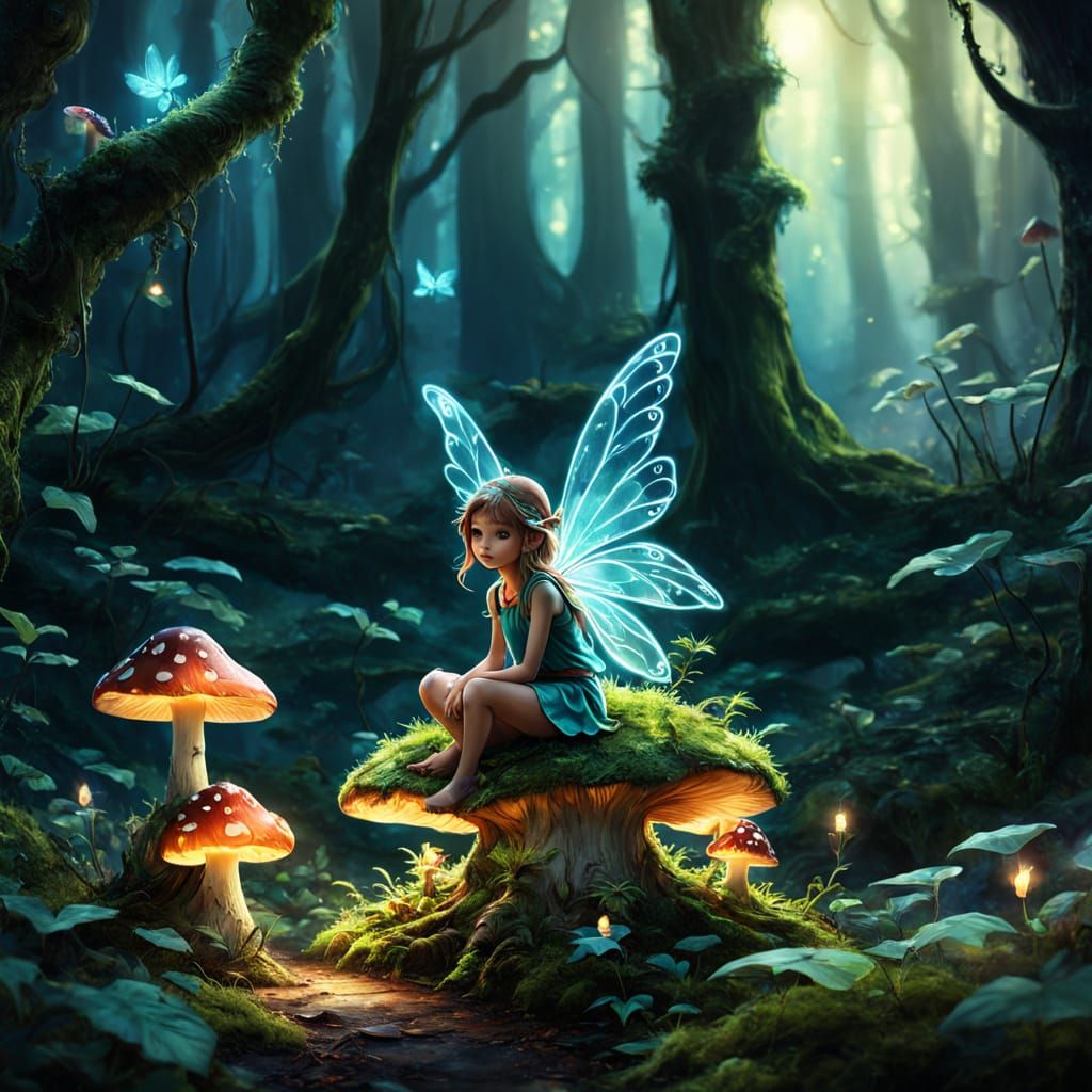 Enchanting Fairy in Mystical Forest with Magical Light