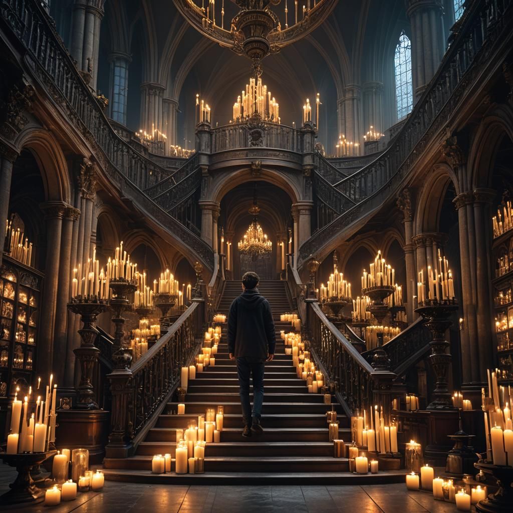 Cathedral Store with Employee in Digital Matte Painting