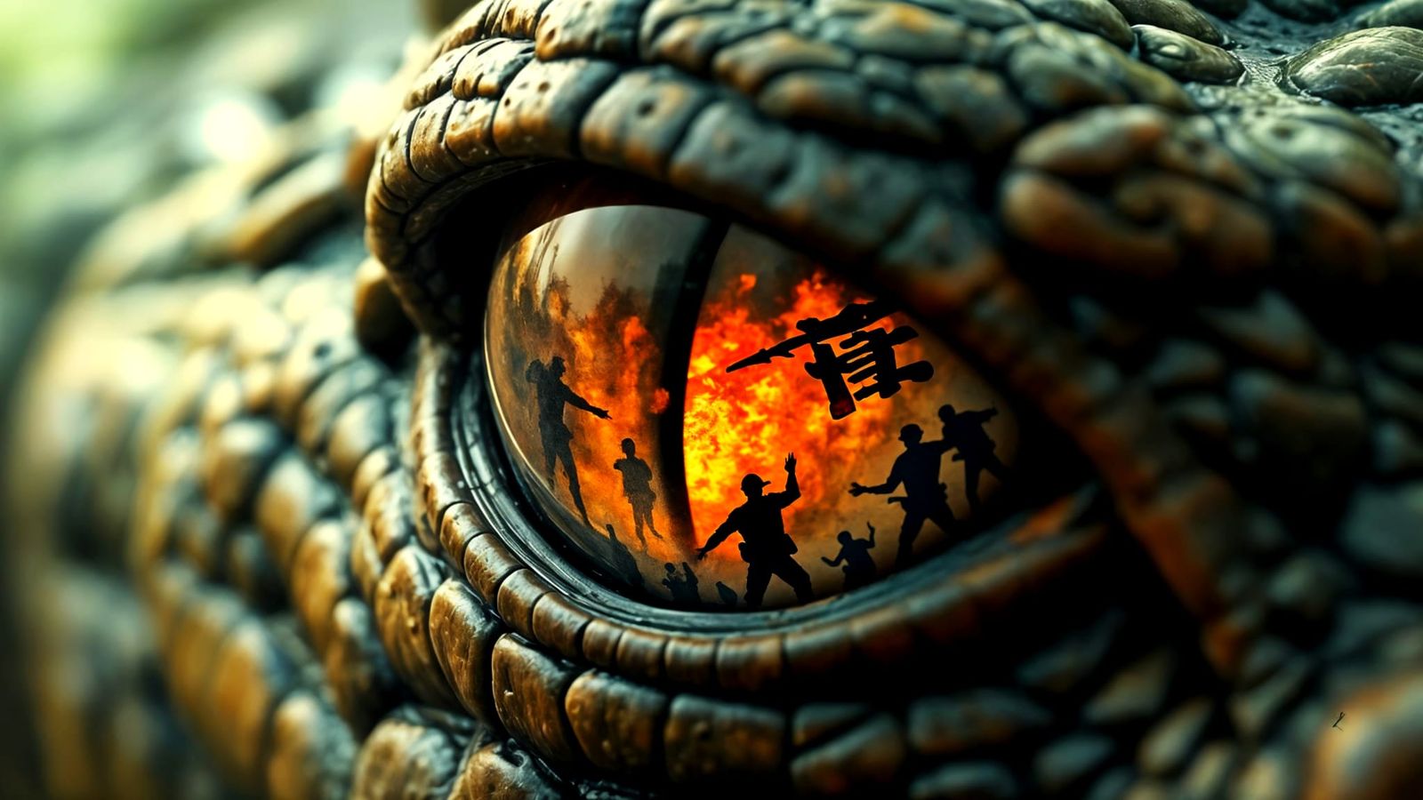 Crocodile's Eye Reflects Brutal Battle