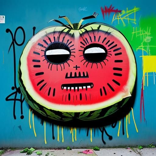 Watermelon Graffiti Art Inspired by Basquiat
