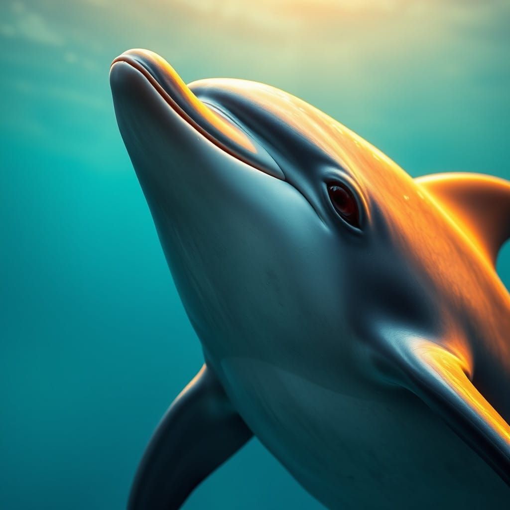 Hyperrealistic Dolphin in Iridescent Blues