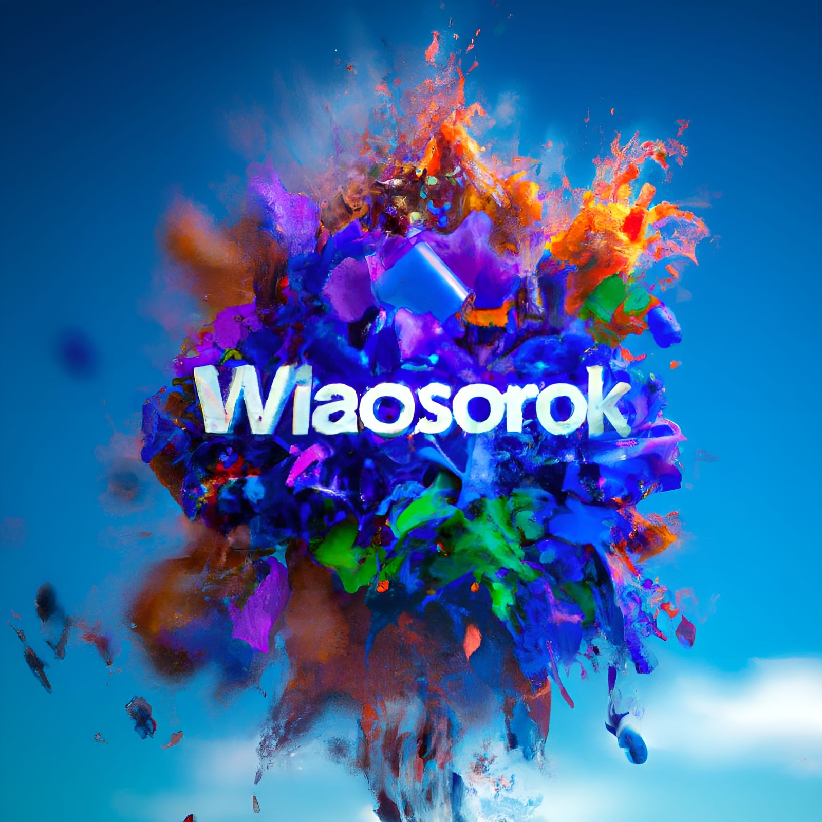 Exploding Microsoft Word Logo: Fantasy Concept Art