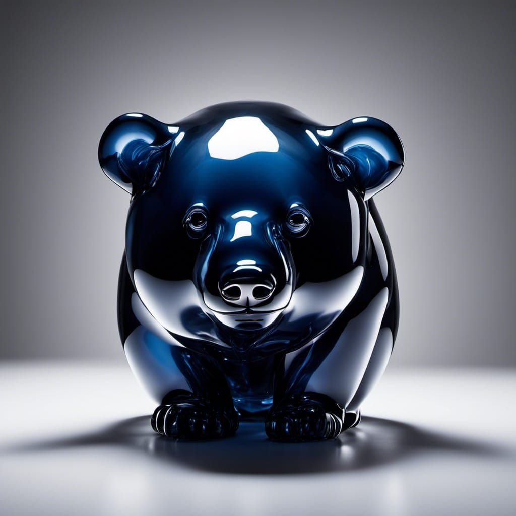 Glass Obsidian Bear Figurine with Cosmic Energy