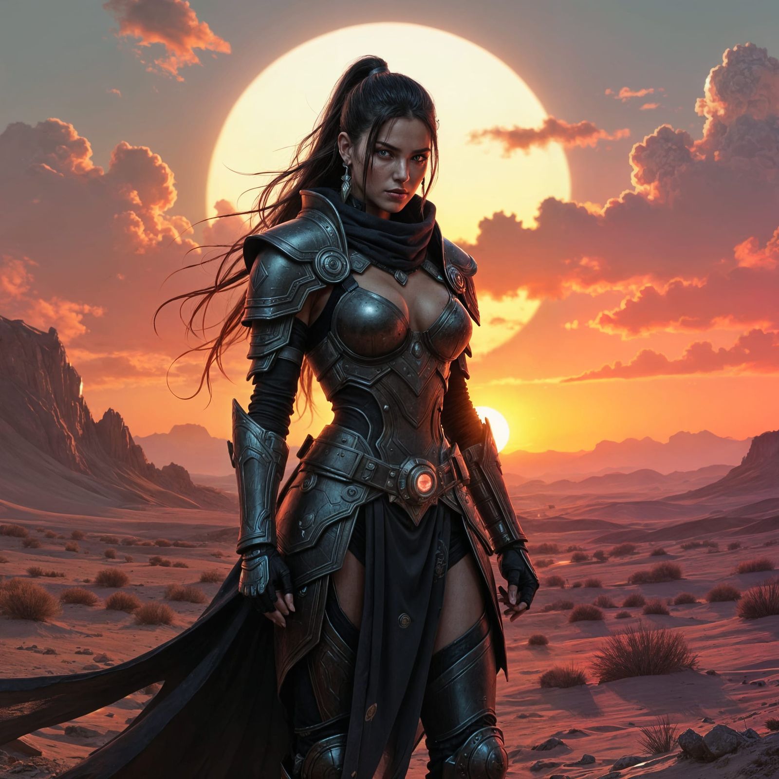 Cybernetic Warrior on Alien Planet in Hyperrealistic Style