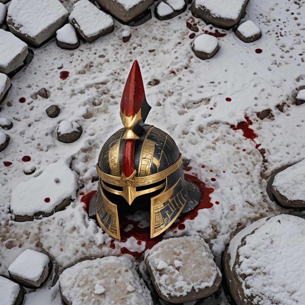 Egyptian Pharaoh Helmet on Snowy Terrain