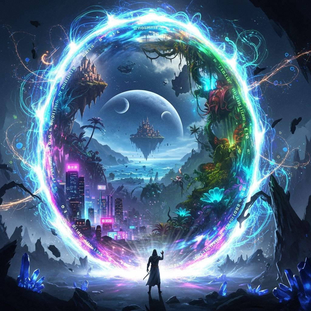 Shimmering Digital Portal to Alternate Realities