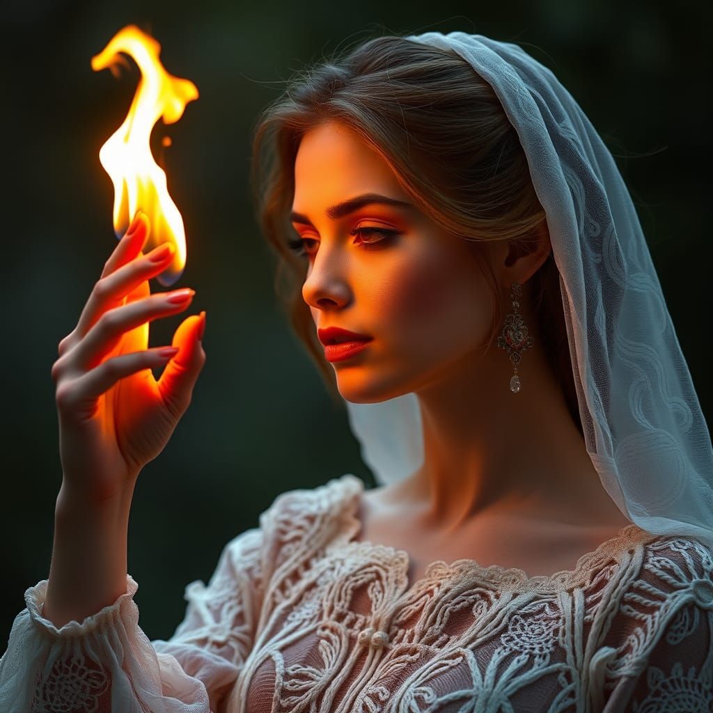 Woman's Hand Ablaze in Fiery Display