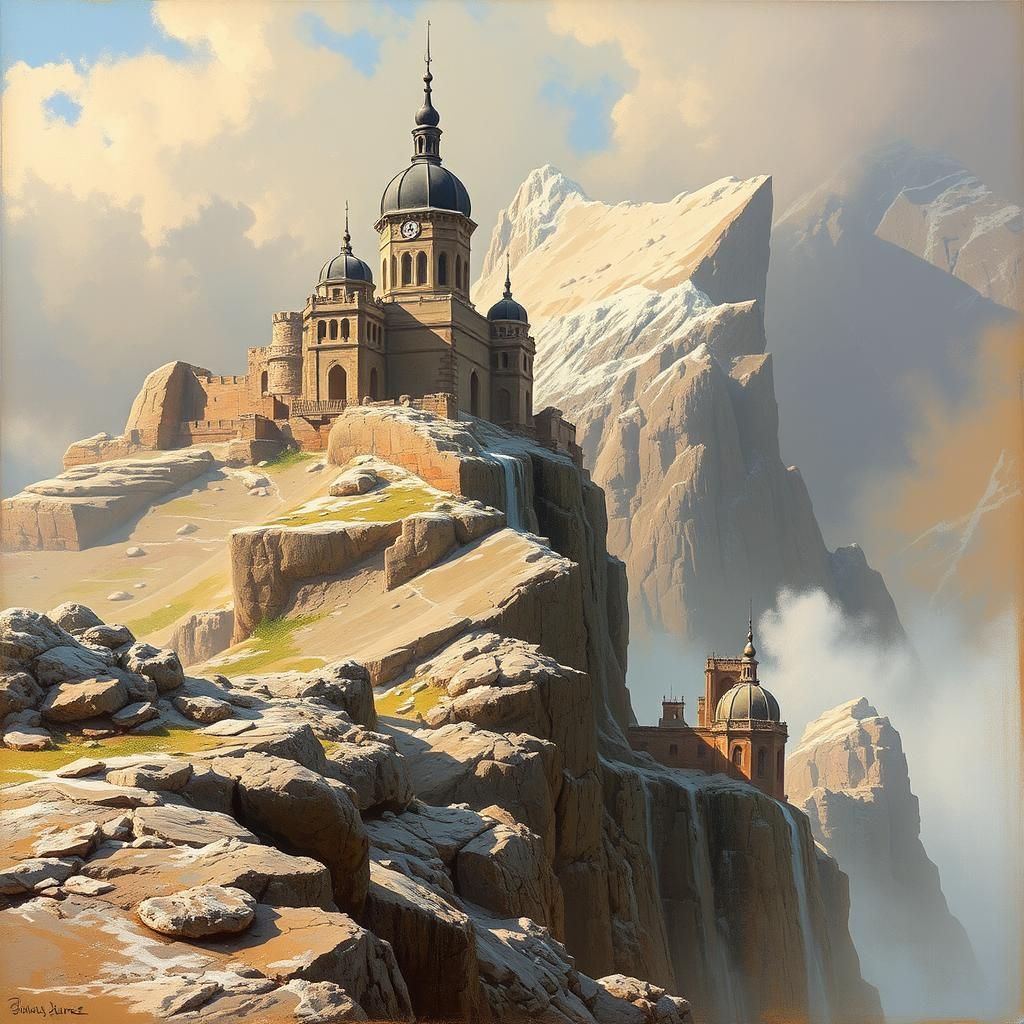 Epic Fantasy Landscape in Gurney-Grimmer Style