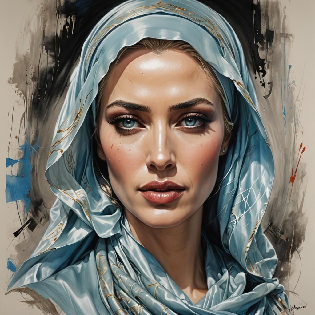 Hijabi Woman Portrait in Oil Painting Style