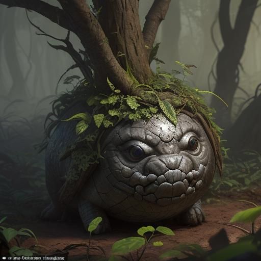 Huskling Rolls Through Ancient Forest: Fantasy Concept Art