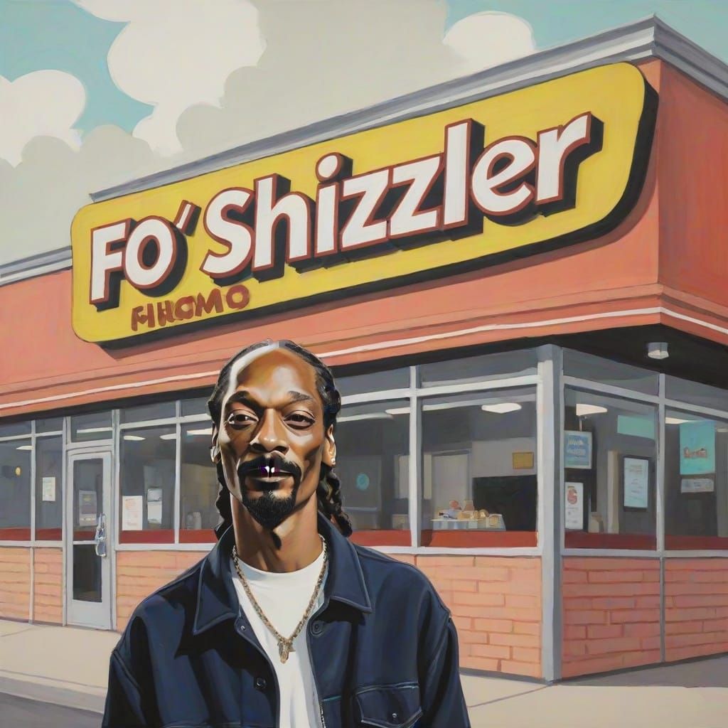 Abstract Gouache Painting of "Fo' Shizzler" Restaurant
