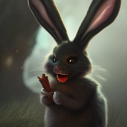 Friendly Vampire Bunny in Photorealistic Digital Art