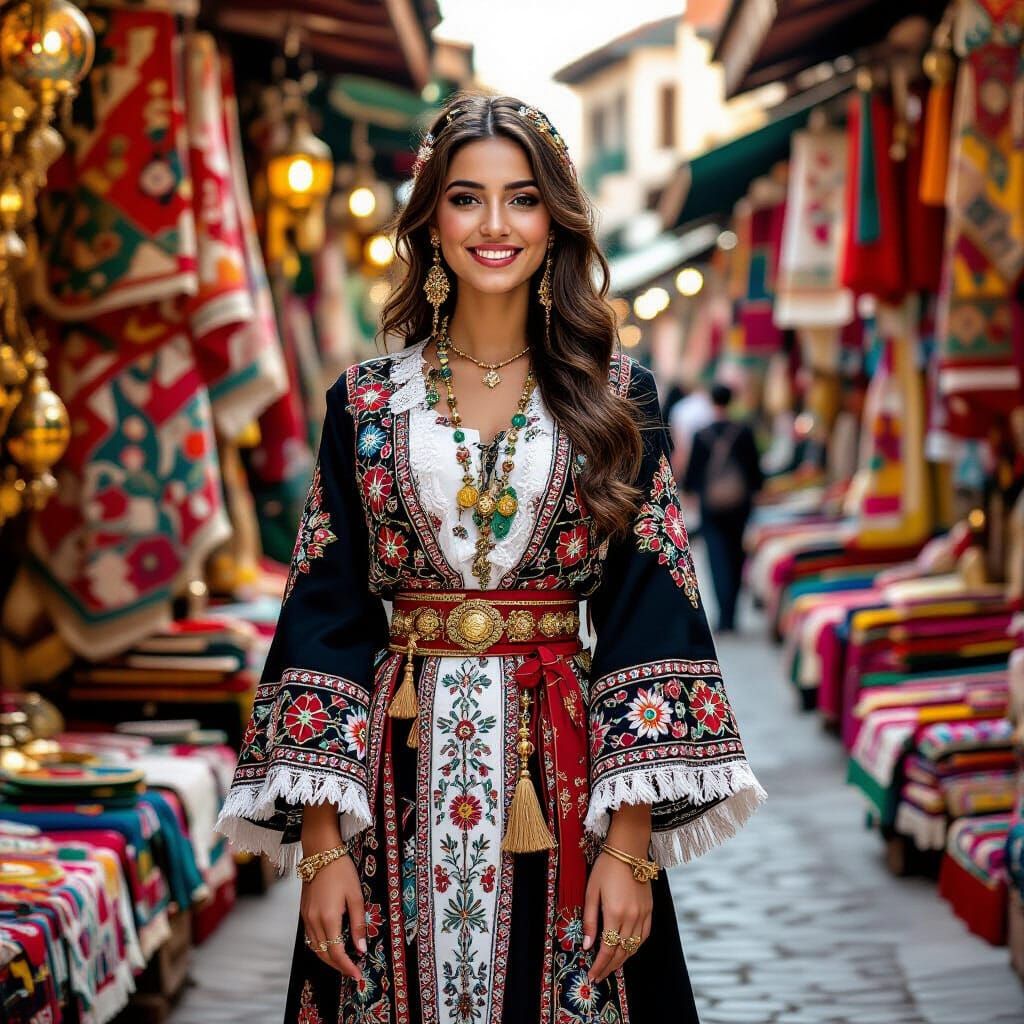 Ottoman Girl in Bazaar, Orientalist Style