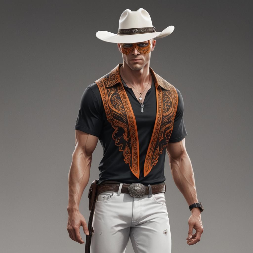 Handsome Cowboy Bandit in Detailed Matte Painting